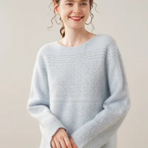 Women Hollow-out 100% Cashmere Sweater Pulover Knitwear Clothes Cozy Autumn Winter O-neck Soft Tops Female Casual Loose Blouse - AliExpress Sweaters&Jumpers