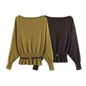 HH Woman Early Spring Versatile Fashion Long Sleeves Boat Collar Solid Color Knitted Pullover Female Commuting Knitted Sweater - AliExpress Sweaters&Jumpers