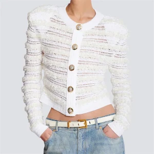 2026 Spring New Women's Round Neck Plush Striped Knit Cardigan, Y2K High-Quality Fashionable Casual Versatile Sweater Jacket - AliExpress Sweaters&Jumpers