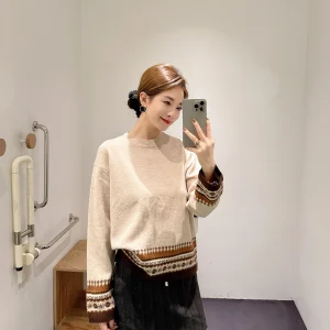 Winter 2025 Women's Loose round Ne Fair Isle Knitted Wool Sweater Base irt Geometric Pattern Long Sve Warm Casual Top - AliExpress Sweaters&Jumpers