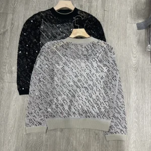 Heavy Sequined Mesh See-Through Sweater For Women 2025 Spring And Autumn New Lazy Style Loose Slim Top - AliExpress Sweaters&Jumpers