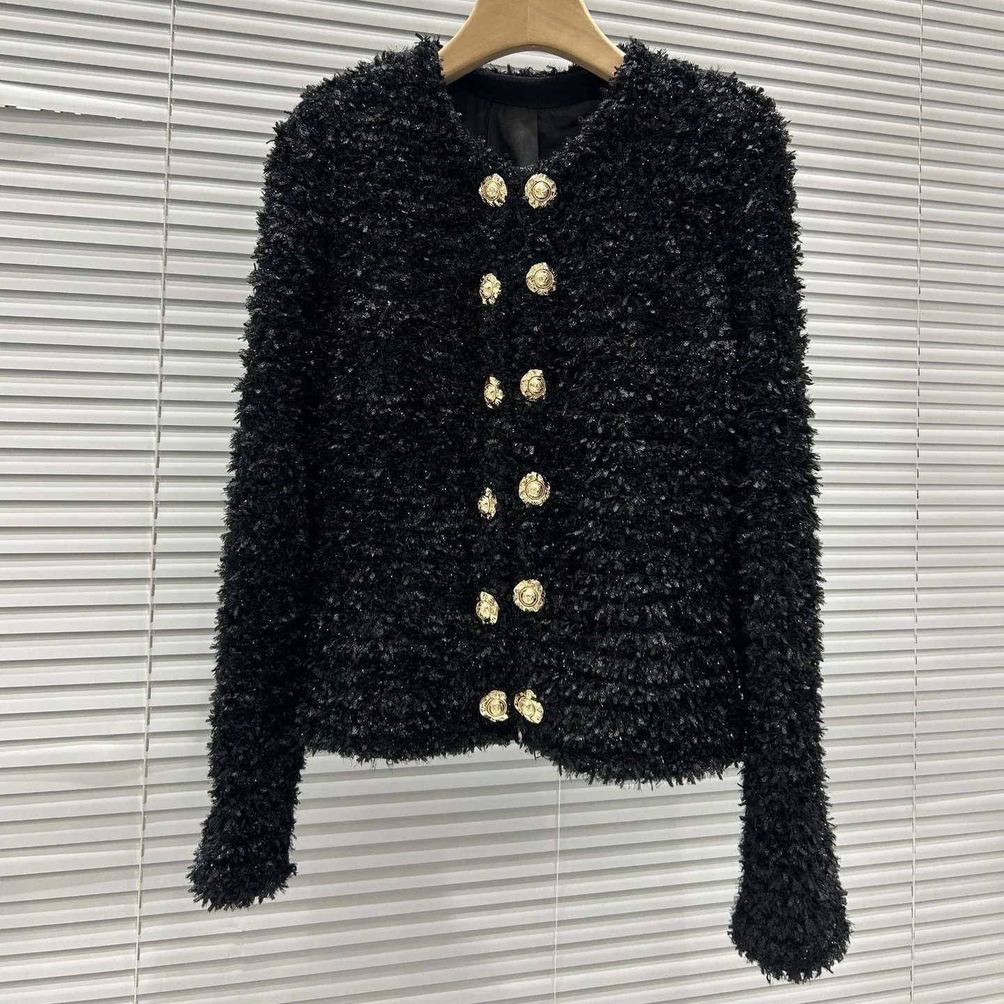 High-End Knitted Long Sve round Ne Open Cardigan Women's Jaet Parisian Luxury Sle Double Row Gold Bule Ele - AliExpress Sweaters&Jumpers