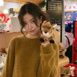 Cisas Red round Ne Wool Sweater Winter New Sle Dongdaemun ThBarnet Eight Milk Korean Version Loose Fit Long Sve - AliExpress Sweaters&Jumpers