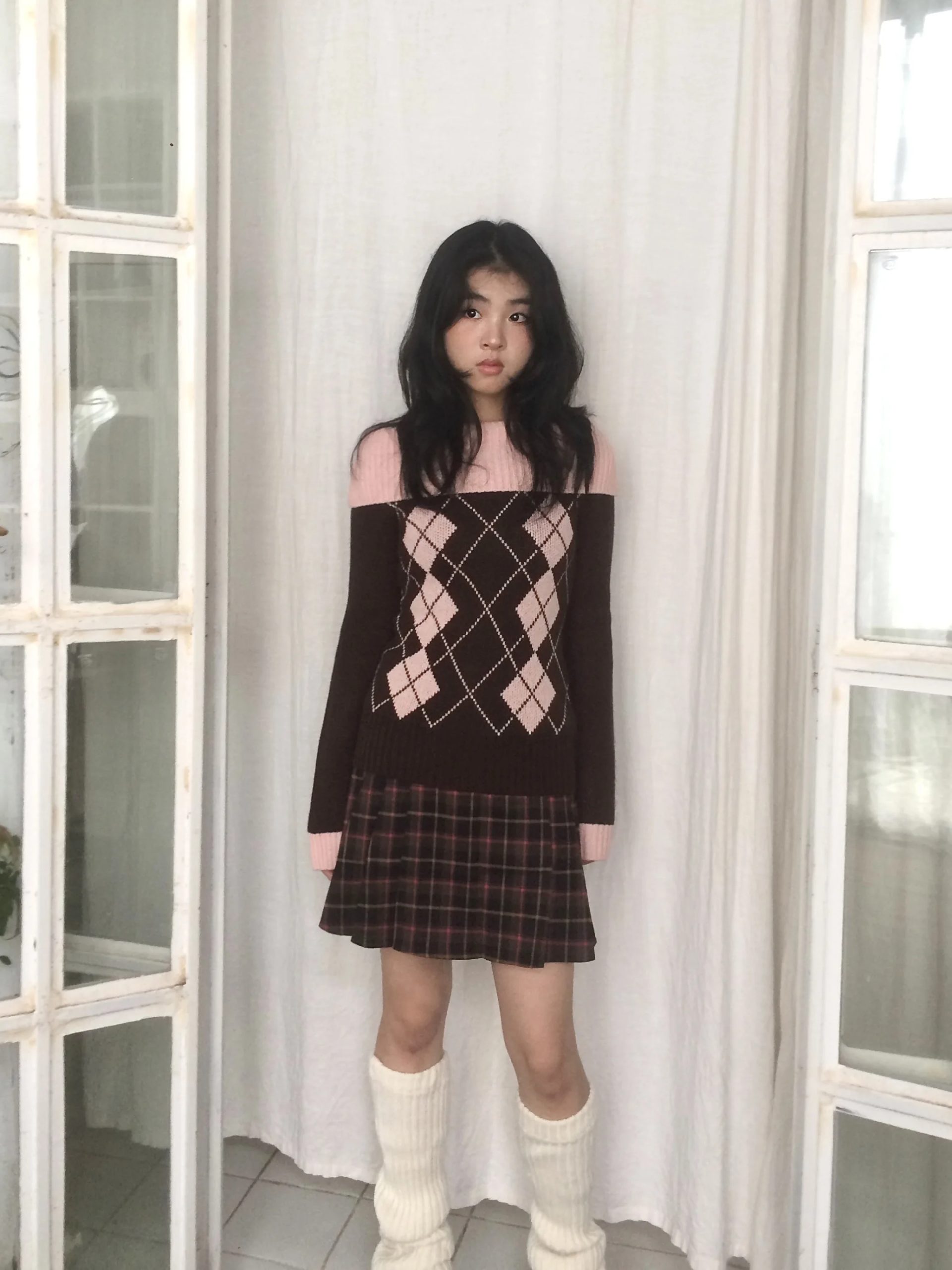 SicAstra Original Retro Two-tone Knitted Long Sve Sweater Waist-cinching Bell Sve Diamond Pattern Sweet Sle Women's K... - AliExpress Sweaters&Jumpers