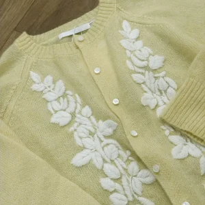 Heidd Early Spring 2026 Yellowish Green Embroidered Floral Knitwear round Neck Pullover Wool Blend Women's Fashion - AliExpress Sweaters&Jumpers