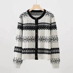 2025 Autumn And Winter New Cashmere Wool Fair Isle Round Neck Button Knitted Cardigan Retro Versatile Jacket For Women - AliExpress Sweaters&Jumpers