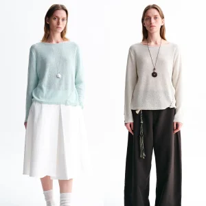 Silver Tead Color Woven Linen Cotton Knitted Top Ladies Long Sve Crew Ne Pullover Breathable Comfortable Regular Fit - AliExpress Sweaters&Jumpers