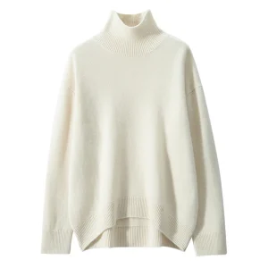 2025 Women's 100% Cashmere High-neck Loose Pullover High-quality Casual Sweater Elegant Simple Autumn Winter Knitwear Clothing - AliExpress Sweaters&Jumpers