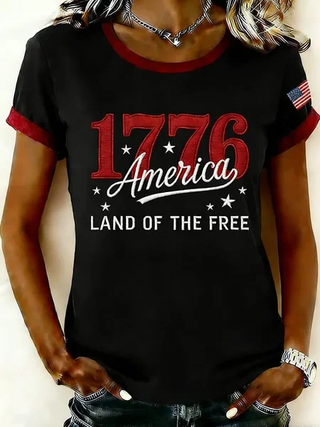Women Text Letters Short Sleeve Tee T-shirt Crew Neck Printing Casual Graphic Tee Summer Top, JustFashionNow T-Shirts, color:Black|size:XXL - Image 7
