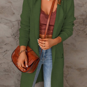 Women Plain Cover Up Casual Split Joint Spring/Fall Lightweight Cardigan, JustFashionNow Cardigans, color:Army Green|size:3XL