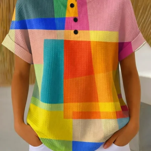 Women Abstract Short Sleeve Tee T-shirt Crew Neck Printing Vintage Summer Top, JustFashionNow T-Shirts, color:As Picture|size:4XL