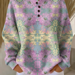 Women Floral Crew Neck Printing Casual Spring/Fall Long Sleeve Sweatshirt, JustFashionNow Sweatshirts & Hoodies, color:Purple|size:5XL
