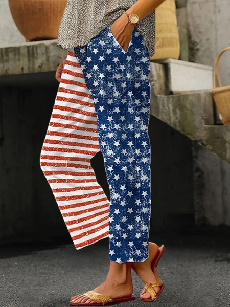 Women Independence Day (Flag) Long Pants Casual Spring/Fall Trousers, JustFashionNow Pants, color:As Picture|size:XXL - Image 2