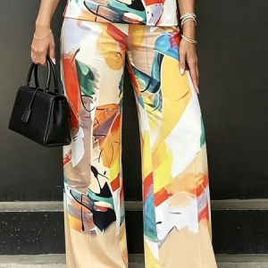 Urban Random Print Straight Pants, Pants, color:As Picture|size:XXL, Stylewe
