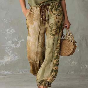 Vacation Ethnic Ankle Banded Pants, Pants, color:As Picture|size:XXL, Stylewe