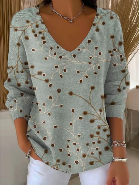 Women Abstract Long Sleeve Tee T-shirt V Neck Printing Casual Spring/Fall Top, JustFashionNow T-Shirts, color:As Picture|size:4XL - Image 10