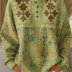 Women Abstract Crew Neck Printing Casual Spring/Fall Long Sleeve Sweatshirt, JustFashionNow Sweatshirts & Hoodies, color:Green|size:5XL