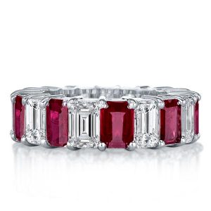eternity band - Emerald Cut Ruby Eternity Wedding Band Ring, Italo jewelry - Online Catalog