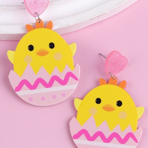 New Easter Bunny Acrylic Earrings With Letters, Flowers, Polka Dots, And Easter Eggs - Simple And Unique Earrings, JustFashionNow Earrings, color:Color24|size:One-size