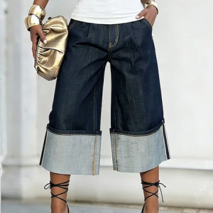 Plain Urban Loose Soft Tencel Denim Jeans, Denim Shorts, color:Blue|size:XXL, Stylewe
