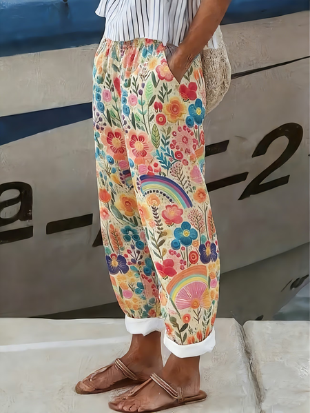 Women Floral Ankle Pants Pants Casual Spring/Fall Trousers, JustFashionNow Pants, color:As Picture|size:4XL - Image 2