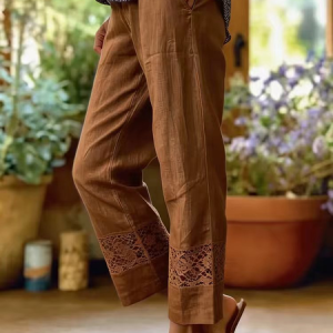 Women Plain Ankle Pants Pants Casual Spring/Fall Trousers, JustFashionNow Pants, color:Deep Brown|size:3XL