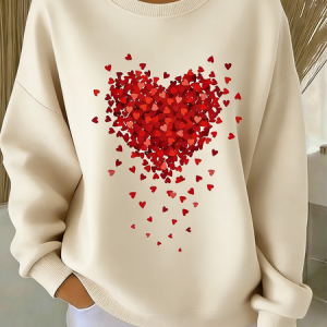 Women Heart/Cordate Crew Neck Vintage Spring/Fall Long Sleeve Sweatshirt, JustFashionNow Sweatshirts & Hoodies, color:Apricot|size:3XL