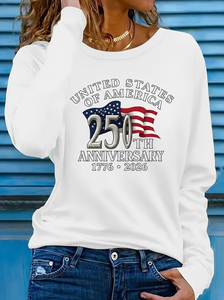 Women Text Letters Long Sleeve Tee T-shirt Crew Neck Printing Casual Graphic Tee Spring/Fall Top, JustFashionNow T-Shirts, color:White|size:XXL - Image 2