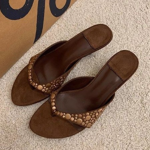 Plain Casual Wedge Sandal, Wedges, color:Brown|size:40, Stylewe