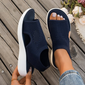 Casual Plain Summer Mesh Fabric Sandal, JustFashionNow Sandals & Slippers, color:Deep Blue|size:43