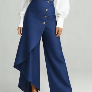 Women Plain Long Pants Casual Spring/Fall Trousers, JustFashionNow Pants, color:Navyblue|size:3XL