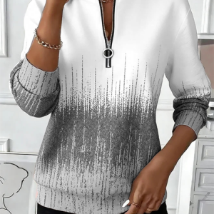 Women Gradient Pattern Crew Neck Vintage Spring/Fall Long Sleeve Sweatshirt, JustFashionNow Sweatshirts & Hoodies, color:Light Gray|size:5XL