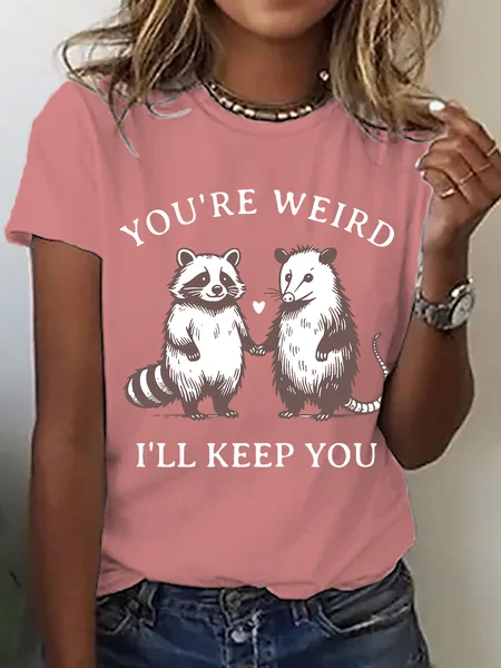 Women Text Letters Short Sleeve Tee T-shirt Crew Neck Casual Summer Top, JustFashionNow T-Shirts, color:Orange Pink|size:3XL - Image 4