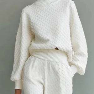 Casual Plain Turtleneck Sweater, Pullovers, color:White|size:XXL, Stylewe