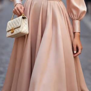 Elegant Satin Plain Midi Skirt, Skirts, color:Pink|size:XXL, Stylewe