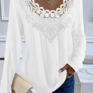 Women Plain Long Sleeve Tee T-shirt Crew Neck Printing Casual Graphic Tee Spring/Fall Top, JustFashionNow T-Shirts, color:White|size:4XL