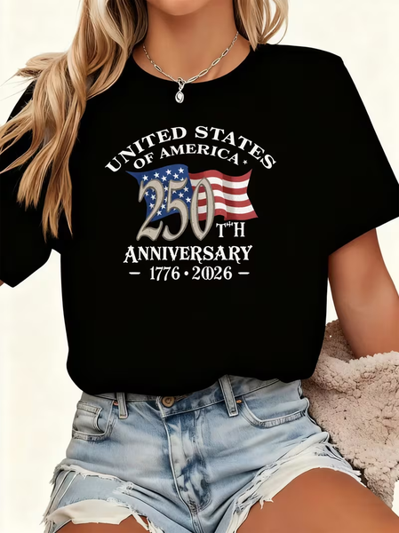 Women Text Letters Short Sleeve Tee T-shirt Crew Neck Printing Casual Graphic Tee Summer Top, JustFashionNow T-Shirts, color:Black|size:XXL