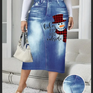 Regular Fit Street Printing Cotton-Blend Skirt, JustFashionNow Skirts, color:Red|size:5X+