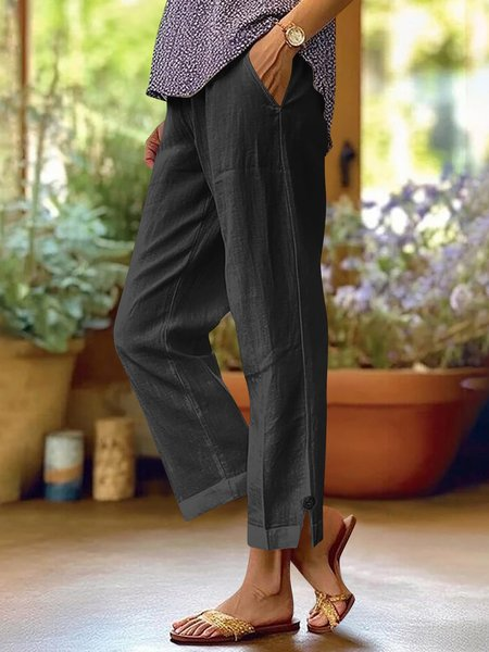 Women Plain Long Elastic Waist Pants Casual Spring/Fall Trousers, JustFashionNow Pants, color:Black|size:3XL - Image 2