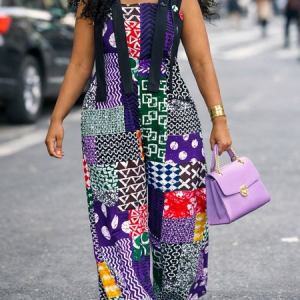 Vacation Printing Ethnic Square Neck Overall Jumpsuit, Jumpsuits, color:Purple|size:XXL, Stylewe
