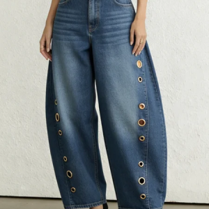 Casual Plain Jeans, Jeans, color:Denim Blue|size:XXL, Stylewe