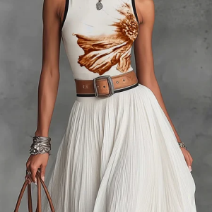 Urban Floral Crew Neck Tank Top, Tanks and Camis, color:As Picture|size:XXL, Stylewe