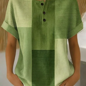 Women Abstract Short Sleeve Tee T-shirt Crew Neck Printing Vintage Summer Top, JustFashionNow T-Shirts, color:Green|size:4XL