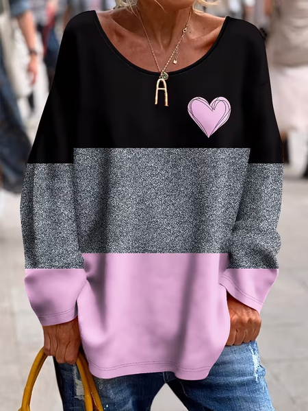 Women Heart/Cordate Long Sleeve Tee T-shirt V Neck Printing Casual Spring/Fall Top, JustFashionNow T-Shirts, color:As Picture|size:4XL