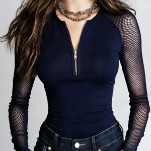 Casual Plain Crew Neck Blouse, Blouses and Shirts, color:Royal Blue|size:XXL, Stylewe
