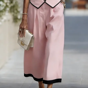 Urban Color Block Straight Pants, Pants, color:Pink|size:XXL, Stylewe