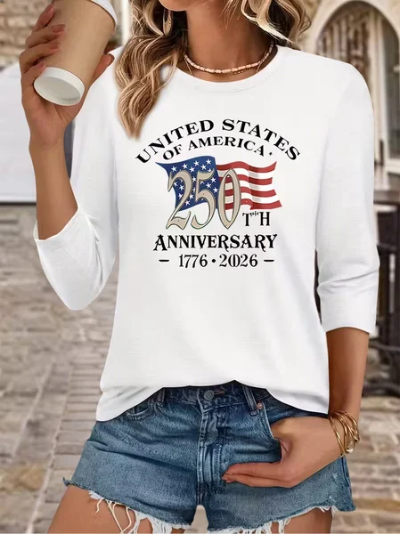 Women Text Letters Long Sleeve Tee T-shirt Crew Neck Printing Casual Graphic Tee Spring/Fall Top, JustFashionNow T-Shirts, color:White|size:XXL