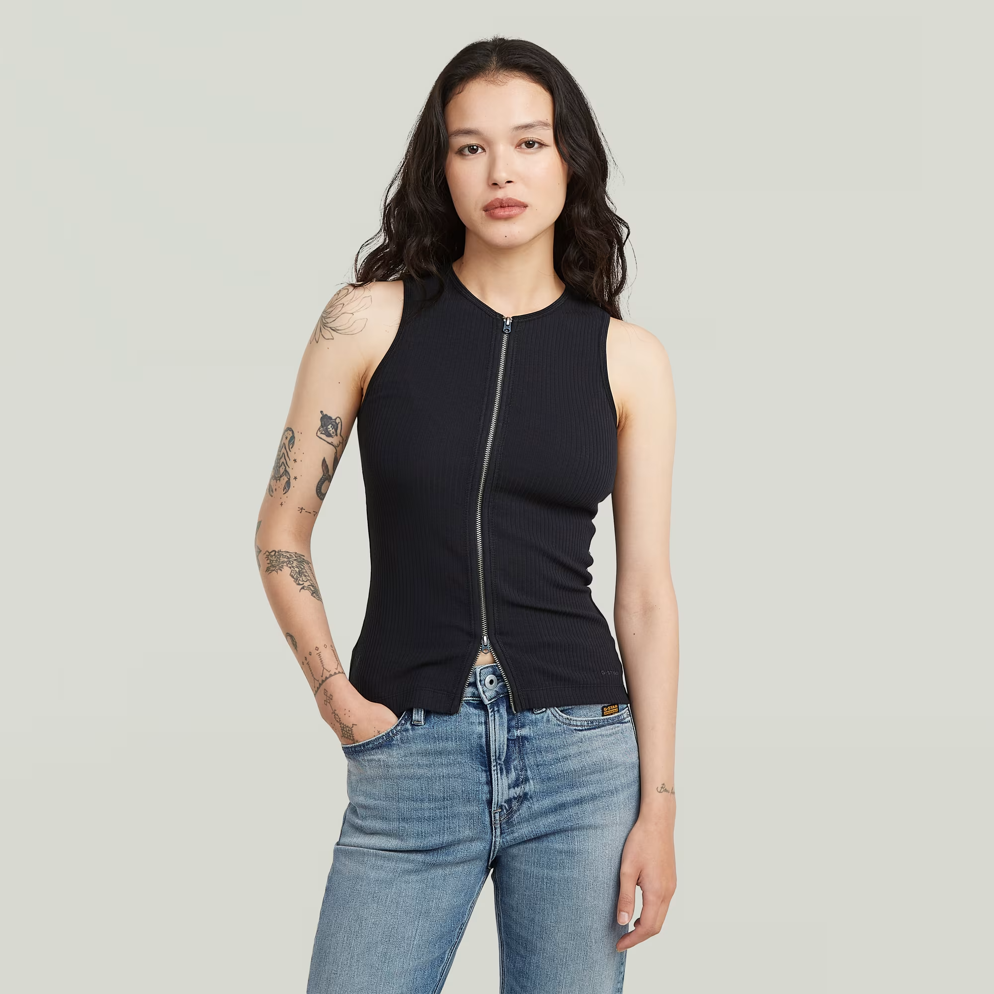 2 Way Slim Rib Tank - Dark blue - Women, T-Shirts, G-Star RAW catalog