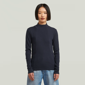 A-Line Slim Mock T-Shirt - Dark blue - Women, T-Shirts, G-Star RAW catalog