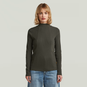 A Line Slim Rib Mock T-Shirt - Grey - Women, T-Shirts, G-Star RAW catalog